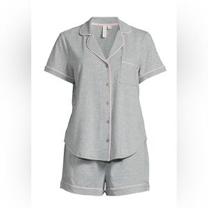 Women's Gray Pajama Set with Pink Accents
